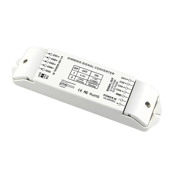 TADZKKIWM BC334 DIP Anahtarı 4 Kanal LED Karartma Sinyali Dönüştürücü Sinyal Sürücü Kontrol Cihazı 0/1-10V - PWM 5V/PWM 10V 2 LED Işıklar için(BC-334-PWM5V) ürün görseli 1