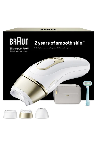 Braun Pulsee Smart Silk·Expert Pro 5 ışıklı epilatör, evdeki lazer cihazlarına alternatif, yarı tanımlanmış tüy azaltma, çantalı, Gillette Venus kadın tıraş makinesi, 3 başlık, PL5311 ürün görseli 1