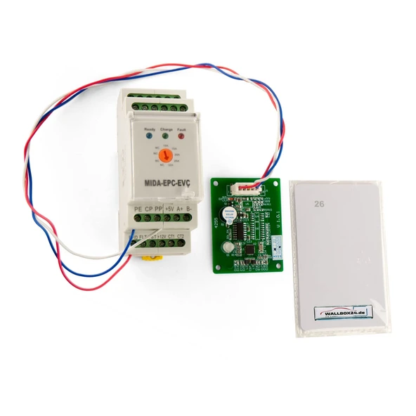 Wallbox24 şarj kontrol cihazı şarj kontrol cihazı şarj kontrol cihazı EPC EVCD, RFID erişim kontrolü ile sabit bağlantı kablosu için ayarlanabilir şarj akımı Wallbox ürün görseli 1