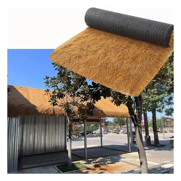 Pujindu Yapay Saz Çatı, Dekoratif Yağmur Geçirmez Yapay Saman Rulo, Bahçe Veranda Partisi Dekorasyon için Gerçekçi Saman Çim Ruloları (1x6m/39.4x236.2in) ürün görseli 1