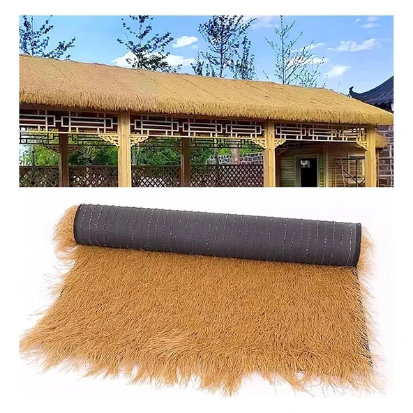 pujindu Rulo Şeklinde Yapay Sazdan Çatı, Kesilebilir ve Hafif Kamış/Veranda Çatı Örtüsü, Bahçe Gazebo için Çatı Şemsiye Örtüsü (1x12m/39.4x472.4in) ürün görseli 1