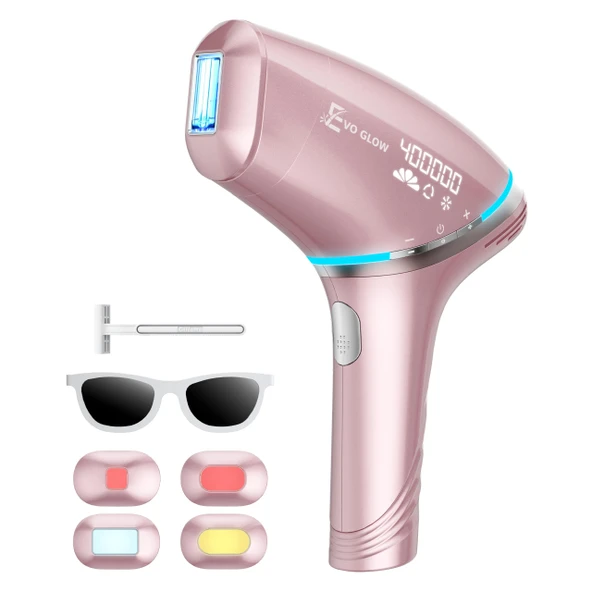 EVO Glow IPL Lazer Epilasyon, 19J Enerjili, 8°C Çift Soğutmalı Epilasyon Cihazı 400.000 Flaş Kadın ve Erkekler için Ağrısız Lazer Epilasyon Kalıcı Epilasyon Başlıkları SKB-2308 ürün görseli 1