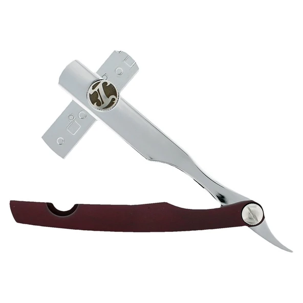 Irving Barber Company Tek Kullanımlık Bıçaklı Tıraş Makinesi (Krom Tıraş Makinesinde Bordo Ölçekli) ürün görseli 1