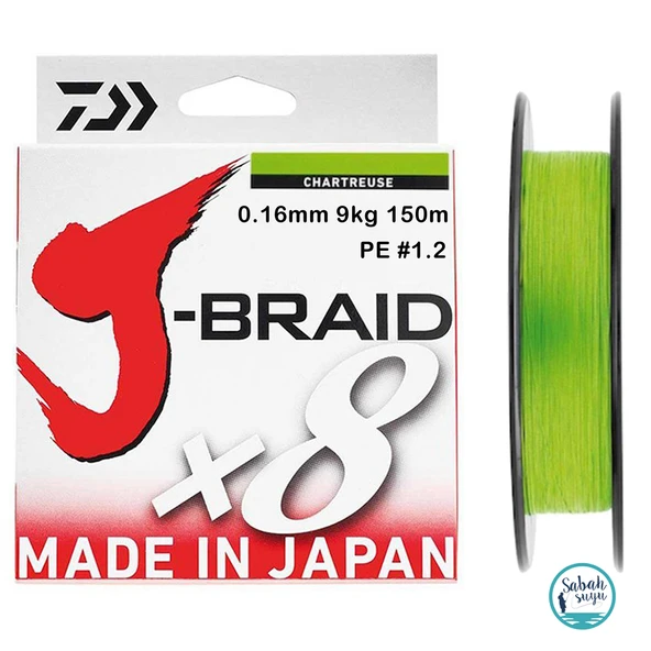 Daiwa J-Braid PE 8X İp Misina 0.16mm 9kg 150mt Açık Yeşil ürün görseli 1
