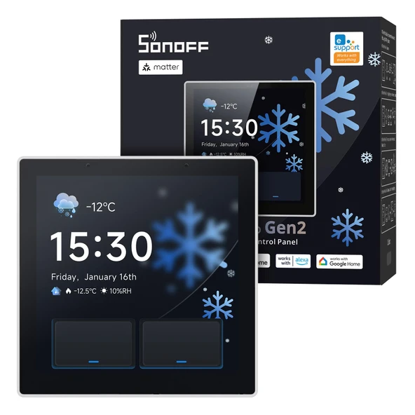 SONOFF NSPanel Pro Gen2 Röleli Akıllı Ev Kontrol Paneli - Zigbee ve Matter Ağ Geçidi, Ev Asistanı Entegrasyonu, Termostat, Güvenlik Alarmı, Alexa, Google, Apple, 2,4/5 GHz WiFi (Beyaz) ile uyumlu ürün görseli 1