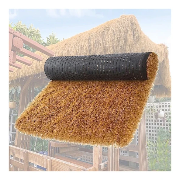 pujindu Yapay Saz Çatı, Sentetik Saz Çatı, Meksika Tarzı Sahte Palmiye Saman Ruloları, Bar Bahçesi için Yapay Samandan Yapılmış Dekoratif Hasır Mat (39.4x610.2in) ürün görseli 1