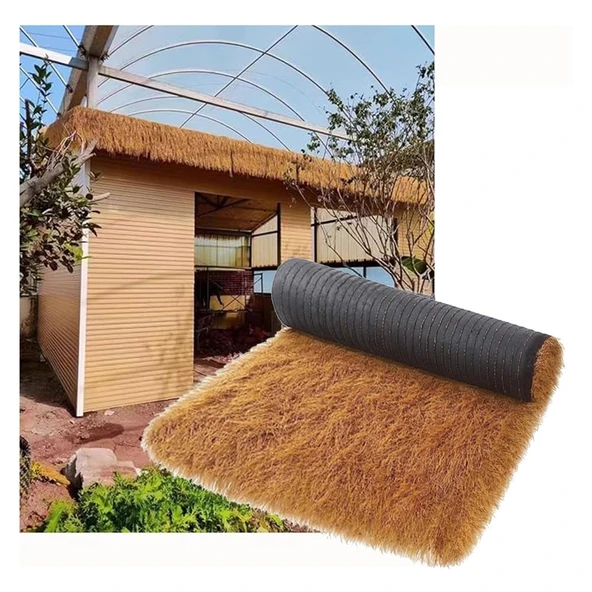 pujindu Sentetik Saz Çatı, Yapay Palmiye Saman Rulo, Bahçe Gazebos için Saz Çatı Panelleri, Bar Veranda Dekorasyonu için Uzun Çimen Yapılmış Çatı Şemsiye Kapağı (1x7m/39.4x275.6in) ürün görseli 1