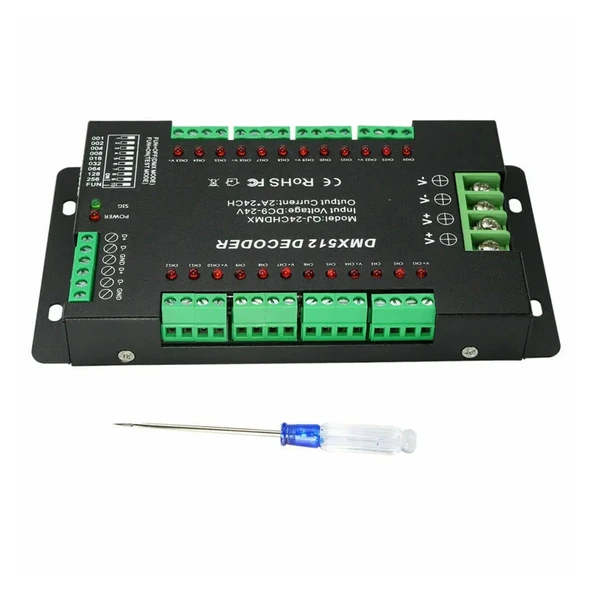 TADZKKIWM DMX512 RGB RGBW LED Denetleyici 3/4/6/12/24CH 30CH 30 Kanal 2A 3A 5A Dekoder Dimmer Sürücüsü 5050 RGB RGBWW LED Şeritler (24ch 2a Demir Kabuk) ürün görseli 1