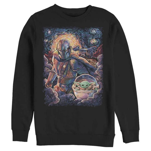 STAR WARS Erkek Kazak Mandalorian Mando Razor Painty Stars Siyah XXX-Large ürün görseli 1