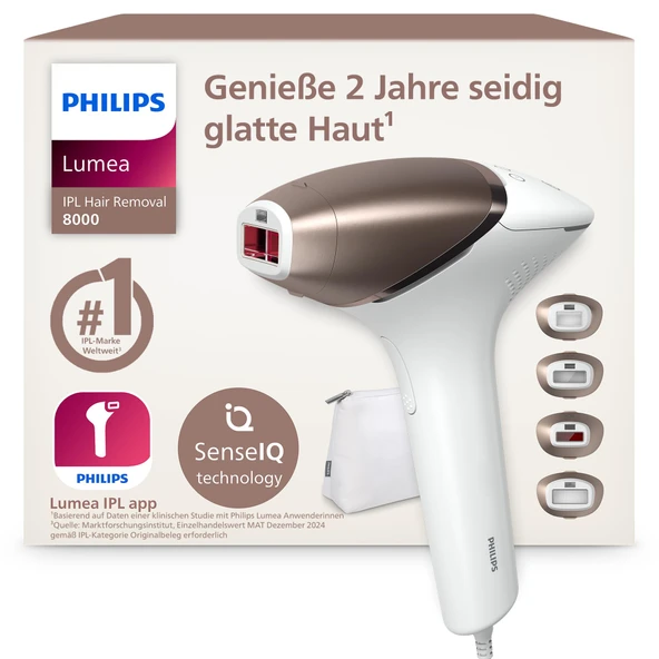 Philips Lumea IPL 8000 Serisi - Vücut ve yüz için 4 aparatla 2 yıla kadar ipeksi pürüzsüzlükte bir cilt¹ sağlayan IPL epilasyon cihazları, kablosuz, lazer epilasyona alternatif (BRI948/00) ürün görseli 1