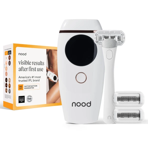 Yeni Nood™ Flasher 2.0 + Tıraş Başlangıç ​​Seti - Doldurulabilir 5 Bıçaklı Tıraş Makineleriyle Kadınlar ve Erkekler için IPL Lazer Epilasyon Cihazı - Ağrısız IPL epilasyon her yerde işe yarar ürün görseli 1