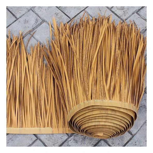 Pujindu Yapay Saz Çatı, Çim Çatı Dekoru Olarak Tiki Bar Kulübesi, Veranda ve Açık Alanlar için Meksika Yapay Saman Rulosu (0.5x1m/8PCS) ürün görseli 1