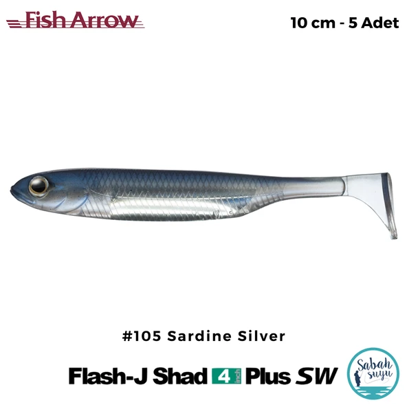 Fish Arrow Flash J Shad Plus SW 10cm (4'') #105 Sardine Silver Silikon Balık (5 Adet) ürün görseli 1