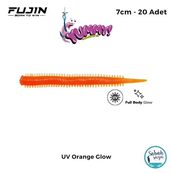 Fujin Yummy Sandworm LRF Silikon 7 cm UV Orange Glow (20 Adet) ürün görseli 1