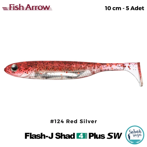 Fish Arrow Flash J Shad Plus SW 10cm (4'') #124 Red Silver Silikon Balık (5 Adet) ürün görseli 1