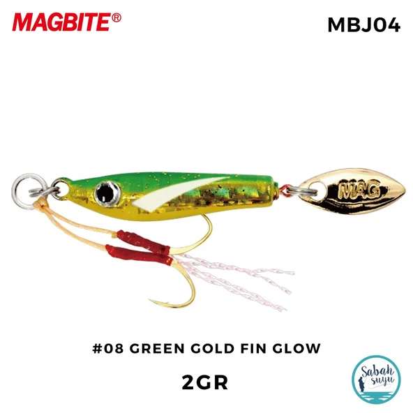 Magbite Chirimen Jig 2gr #08 Green Gold Fin Glow ürün görseli 1