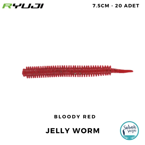 Ryuji Jelly Worm 7.5cm LRF Kokulu Silikon Kurt Bloody Red (20 Adet) ürün görseli 1