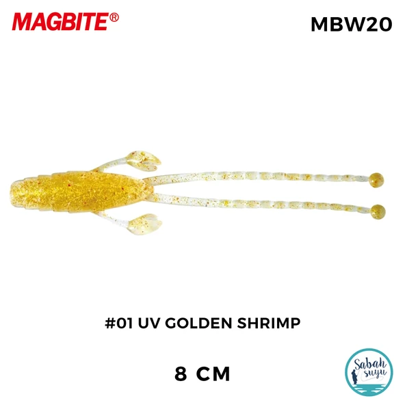 Magbite Higedan 8cm #01 UV Golden Shrimp Kokulu Silikon Yem (5 Adet) ürün görseli 1