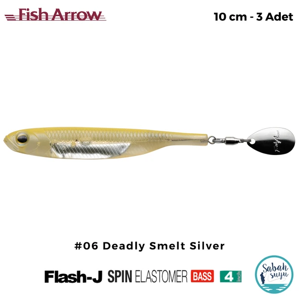 Fish Arrow Flash J Spin Elastomer 10cm (4'') #06 Deadly Smelt Silver Silikon Balık (3 Adet) ürün görseli 1