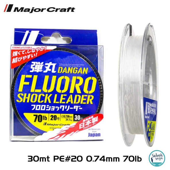 Major Craft Dangan FC Shock Leader DFL PE 20 0.74mm 70Lb/32.0kg 30mt ürün görseli 1