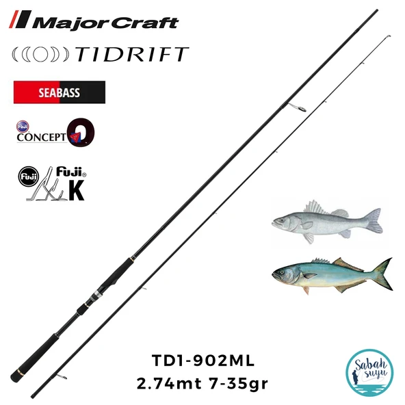 Major Craft Tidrift 1G TD1-902ML Seabass 2.74mt 7-35gr (2P) Spin Kamış ürün görseli 1