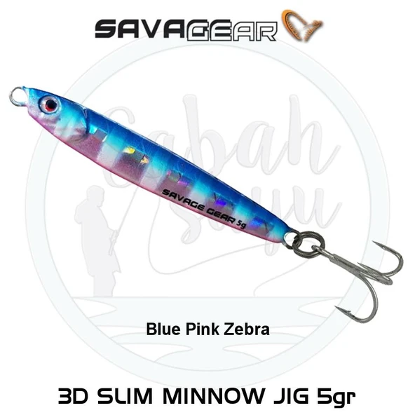 Savage Gear 3D Slim Minnow Baby Jig 5g 4.6cm Blue Pink Zebra ürün görseli 1