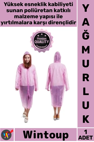 #Yağmurluk Çıtçıt Kapüşonlu Şeffaf Pratik Su Geçirmez Unisex Standart Boy Tek Kullanımlık Yağmurluk ürün görseli 1