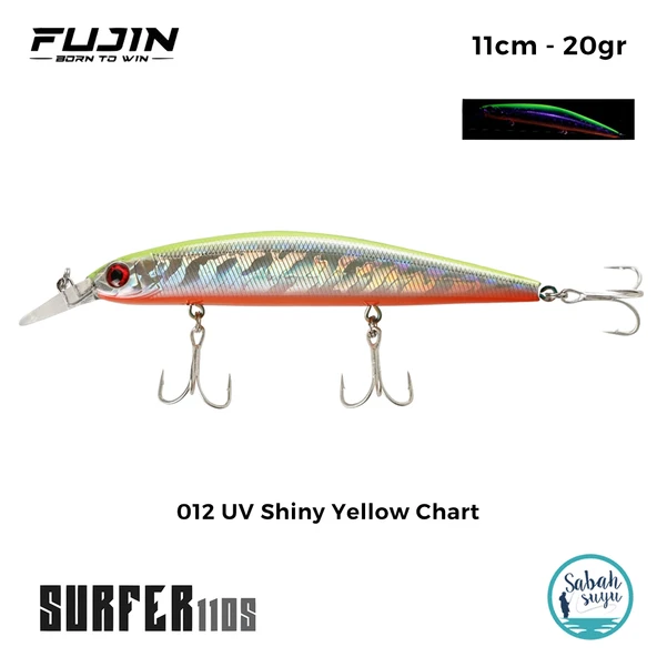 Fujin Surfer 110S 11cm 20gr Maket Balık 012 UV Shiny Yellow Chart ürün görseli 1