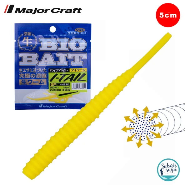 Major Craft Biobait I-Tail Kokulu Silikon 5cm #05 Chart Lemon (8 Adet) ürün görseli 1