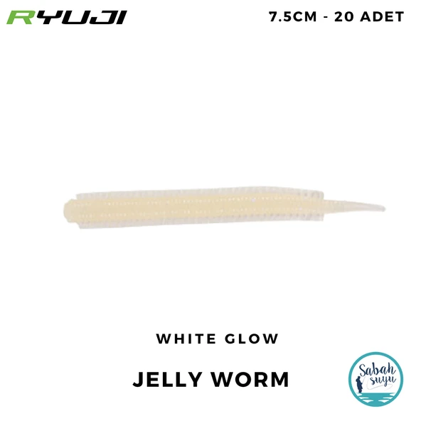 Ryuji Jelly Worm 7.5cm LRF Kokulu Silikon Kurt White Glow (20 Adet) ürün görseli 1