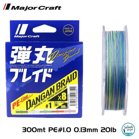 Major Craft Dangan Braid 8X İp Misina PE 1.0 0.13mm 20lb/8.4kg 300mt Multi ürün görseli 1