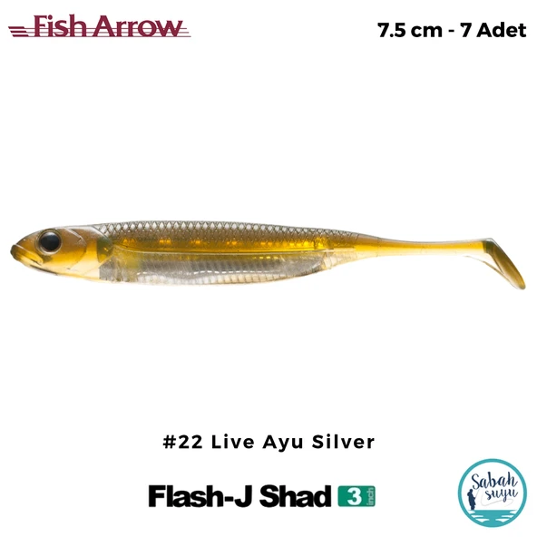 Fish Arrow Flash J Shad 7.5cm (3'') #22 Live Ayu Silver Silikon Balık (7 Adet) ürün görseli 1