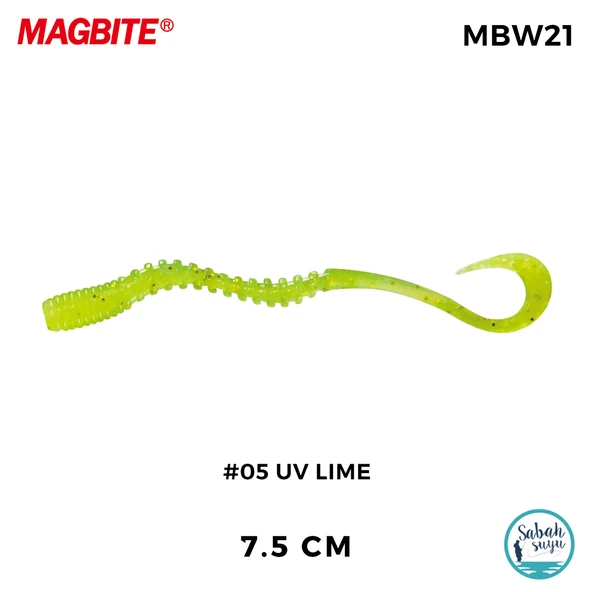Magbite Tai Rubber Bug Curly 7.5cm #05 UV Lime Kokulu Silikon Kurt (5 Adet) ürün görseli 1