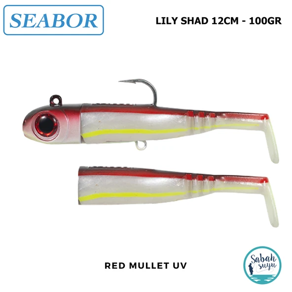 Seabor Lily Shad Silikon Balık 100gr 12cm Combo (2+1) Red Mullet UV ürün görseli 1