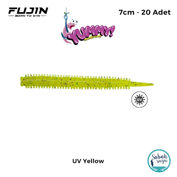 Fujin Yummy Sandworm LRF Silikon 7 cm UV Yellow (20 Adet) ürün görseli 1