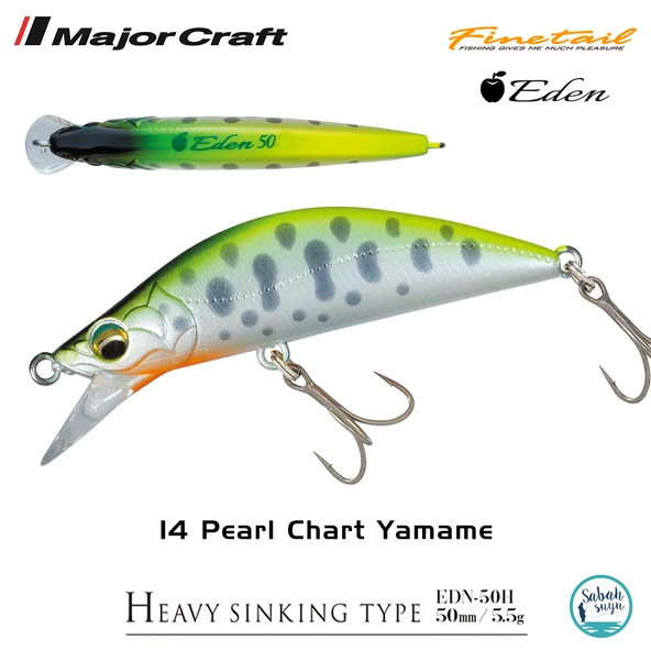 Major Craft Finetail Eden 50HS 5.5gr LRF Sahte Balık # 14 Pearl Chart Yamame ürün görseli 1