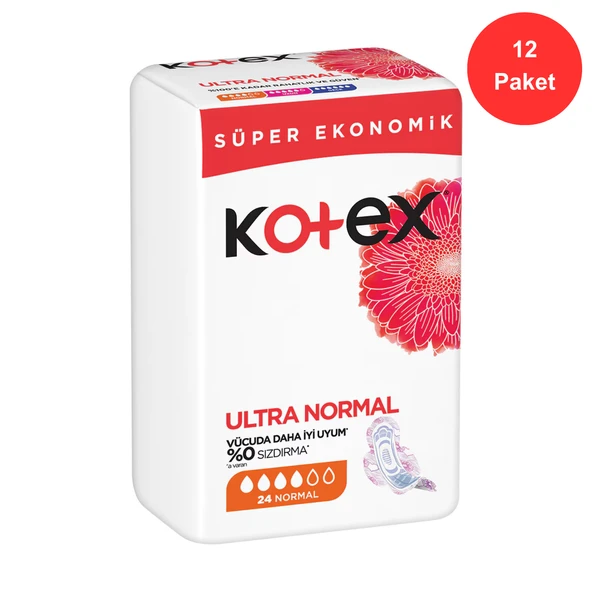 Kotex Ultra Normal Hijyenik Ped 24'lü x 12 Paket (Toplam 288 Ped) Süper Ekonomik Avantaj Paketi ürün görseli 1