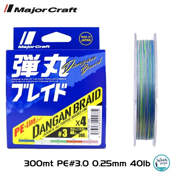 Major Craft Dangan Braid 4X İp Misina PE 3.0 0.25mm 40lb/18kg 300mt Multi ürün görseli 1