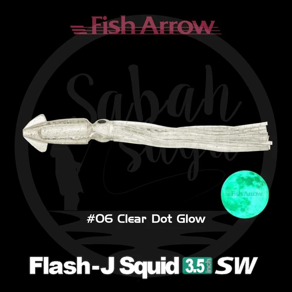 Fish Arrow Flash J Squid 9cm SW #06 Clear Dot Glow Silikon Kalamar (5 Adet) ürün görseli 1