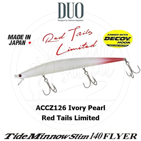 Duo Tide Minnow Slim 140 FLYER ACCZ126 Ivory Pearl Red Tail Limited Sahte Balık ürün görseli 1