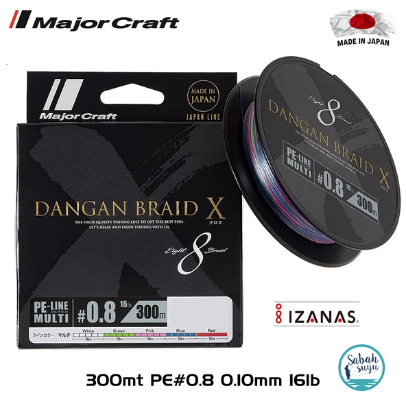 Major Craft Dangan Braid X 8X İp Misina PE 0.8 0.10mm 16lb/7.26kg 300mt Multi ürün görseli 1