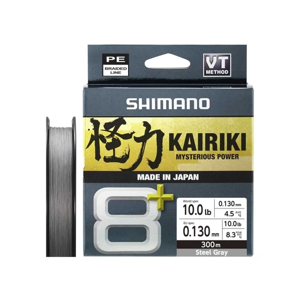Shimano Kairiki 8+ İp Misina 300m Steel Gray PE 1.0 0.13mm / 8.3kg ürün görseli 1