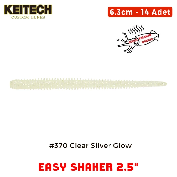 Keitech Easy Shaker 6.3cm (2.5") #370 Clear Silver Glow Kokulu Silikon Kurt ürün görseli 1