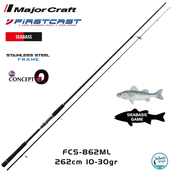 Major Craft Firstcast FCS-862ML Seabass 262cm 10-30gr (2P) Spin Kamış ürün görseli 1