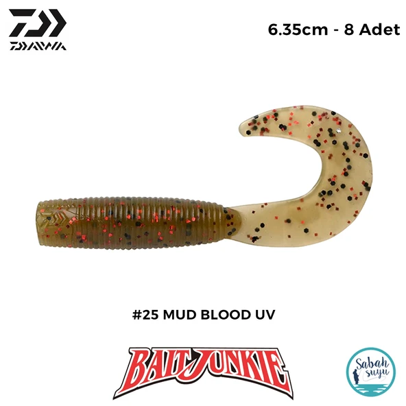 Daiwa Bait Junkie Grub 6.35cm #25 Mud Blood UV (8 Adet) ürün görseli 1