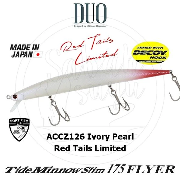 Duo Tide Minnow Slim 175 FLYER ACCZ126 Ivory Pearl Red Tail Limited Sahte Balık ürün görseli 1