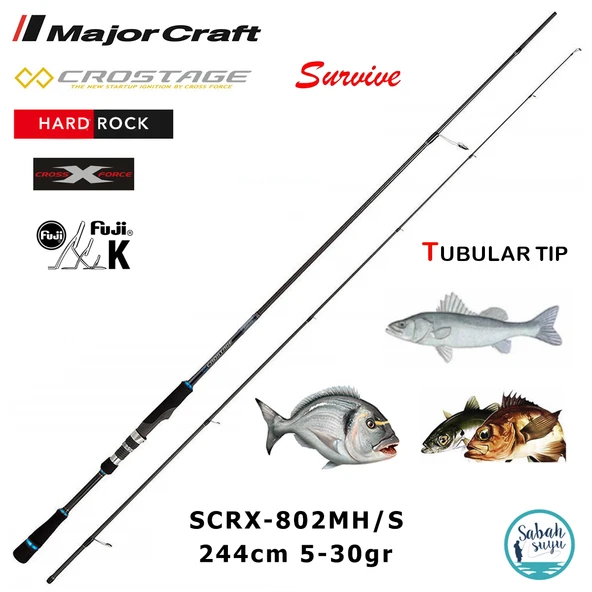 Major Craft Crostage Survive SCRX-802MH/S Hard Rock 2.44mt 5-30gr (2P) Spin Kamış ürün görseli 1