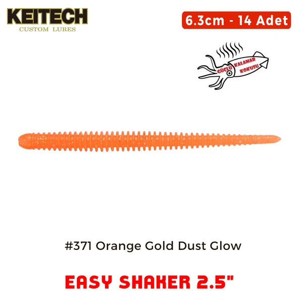 Keitech Easy Shaker 6.3cm (2.5") #371 Orange Gold Dust Glow Kokulu Silikon Kurt ürün görseli 1