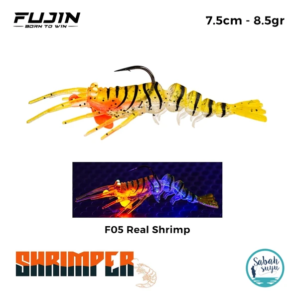 Fujin Shrimper 7.5cm 8.5gr Silikon Karides F05 Real Shrimp ürün görseli 1