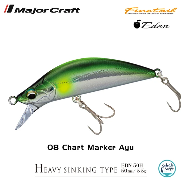 Major Craft Finetail Eden 50HS 5.5gr LRF Sahte Balık # 08 Chart Marker Ayu ürün görseli 1